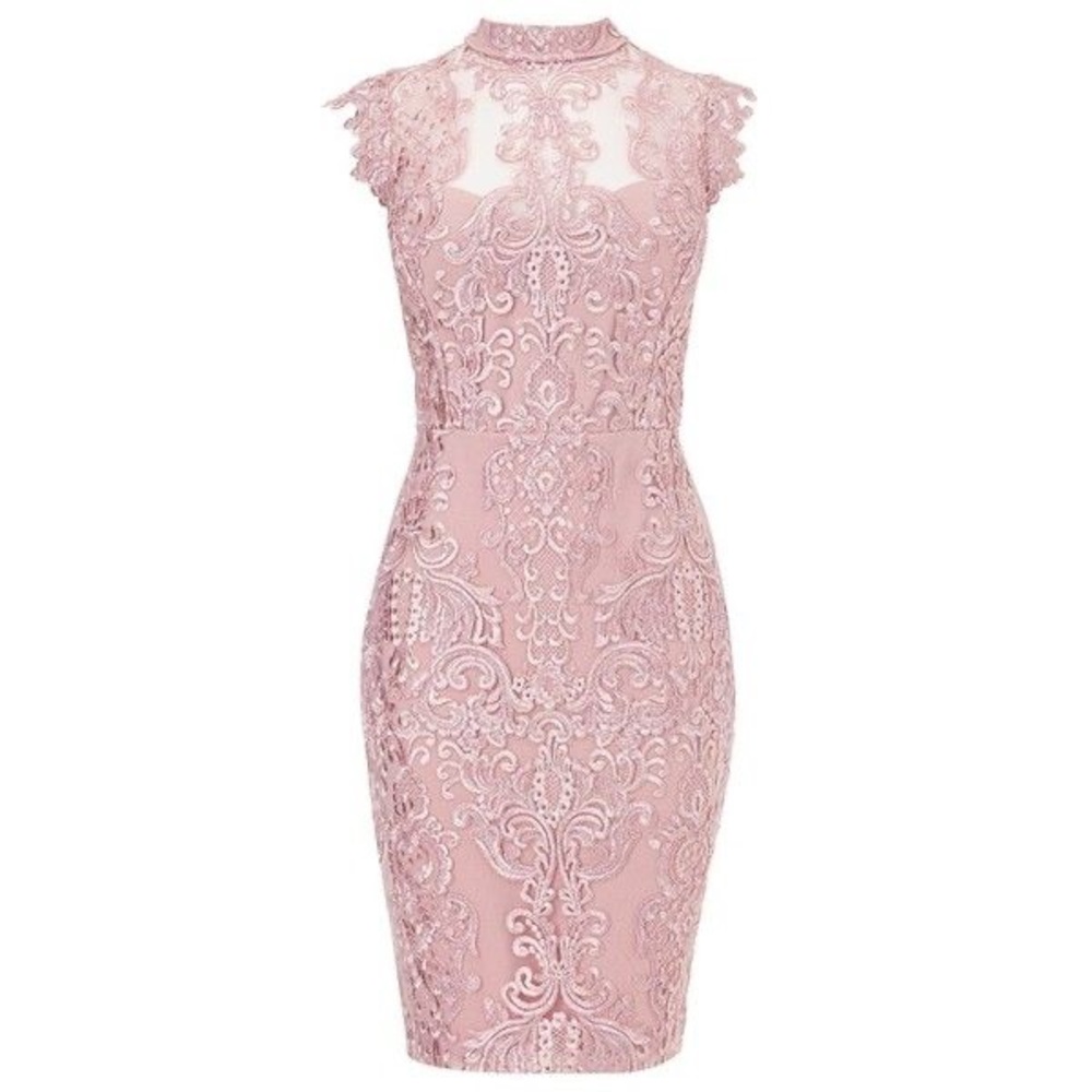 Lipsy London Dusty Pink Highneck Dress size 4